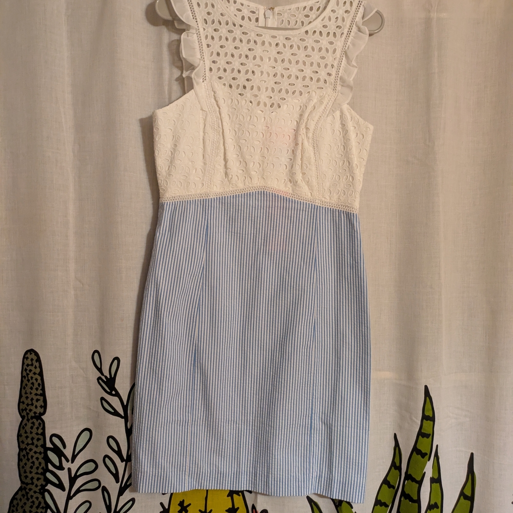 Charming White and Blue Kids Dress